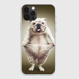 Чехол для iPhone 12 Pro Max с принтом Бульдог английский в Курске, Силикон |  | Тематика изображения на принте: animals | breed | dog | english bulldog | funny | joke | pants | surrealism | бульдог английский | животное | порода | прикол | собака | сюрреализм | шутка