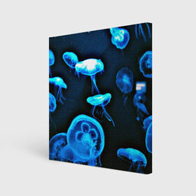 Холст квадратный с принтом Meduse в Курске, 100% ПВХ |  | вода | медузы | море | морские | океан