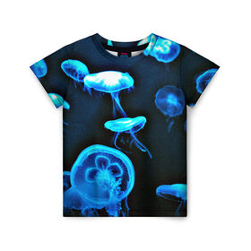 Детская футболка 3D с принтом Meduse в Курске, 100% гипоаллергенный полиэфир | прямой крой, круглый вырез горловины, длина до линии бедер, чуть спущенное плечо, ткань немного тянется | вода | медузы | море | морские | океан