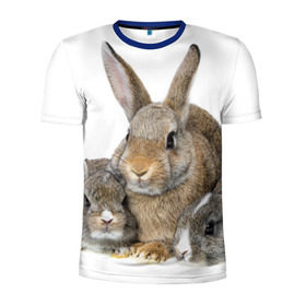 Мужская футболка 3D спортивная с принтом Кролики в Курске, 100% полиэстер с улучшенными характеристиками | приталенный силуэт, круглая горловина, широкие плечи, сужается к линии бедра | animals | bunnies | cute | eared | family | fluffy | kids | mom | rabbits | животные | зайцы | кролики | малыши | мама | милые | пушистые | семья | ушастые