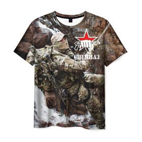 Мужская футболка 3D с принтом Спецназ России в Курске, 100% полиэфир | прямой крой, круглый вырез горловины, длина до линии бедер | отряд | рф | специального назначения