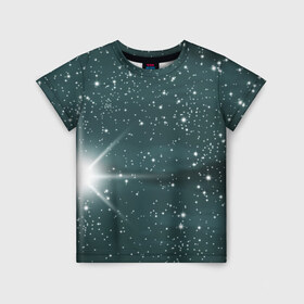 Детская футболка 3D с принтом Звездное небо 2 в Курске, 100% гипоаллергенный полиэфир | прямой крой, круглый вырез горловины, длина до линии бедер, чуть спущенное плечо, ткань немного тянется | Тематика изображения на принте: звездное | звезды | космом | небо