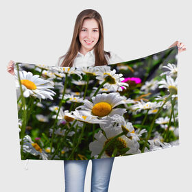Флаг 3D с принтом Ромашки в Курске, 100% полиэстер | плотность ткани — 95 г/м2, размер — 67 х 109 см. Принт наносится с одной стороны | желтая | лепесток | природа | ромашка | цветок | яркая