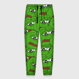 Мужские брюки 3D с принтом Sad frogs в Курске, 100% полиэстер | манжеты по низу, эластичный пояс регулируется шнурком, по бокам два кармана без застежек, внутренняя часть кармана из мелкой сетки | frog | грустная | жаба | мем | мемы