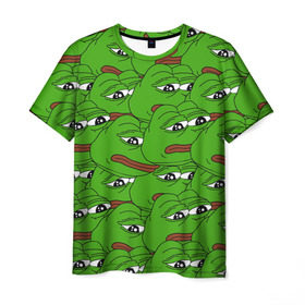 Мужская футболка 3D с принтом Sad frogs в Курске, 100% полиэфир | прямой крой, круглый вырез горловины, длина до линии бедер | frog | грустная | жаба | мем | мемы