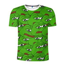 Мужская футболка 3D спортивная с принтом Sad frogs в Курске, 100% полиэстер с улучшенными характеристиками | приталенный силуэт, круглая горловина, широкие плечи, сужается к линии бедра | frog | грустная | жаба | мем | мемы