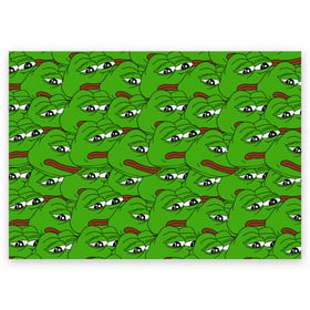 Поздравительная открытка с принтом Sad frogs в Курске, 100% бумага | плотность бумаги 280 г/м2, матовая, на обратной стороне линовка и место для марки
 | frog | грустная | жаба | мем | мемы