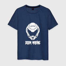 Мужская футболка хлопок с принтом Doom 4 Head Doom Marine в Курске, 100% хлопок | прямой крой, круглый вырез горловины, длина до линии бедер, слегка спущенное плечо. | Тематика изображения на принте: demon | doom | hell | дум