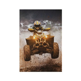 Обложка для паспорта матовая кожа с принтом Квадроцикл в Курске, натуральная матовая кожа | размер 19,3 х 13,7 см; прозрачные пластиковые крепления | гонки | гонщик | грязь | квадроцикл | колеса | мотоцикл