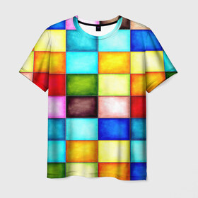 Мужская футболка 3D с принтом Patterns в Курске, 100% полиэфир | прямой крой, круглый вырез горловины, длина до линии бедер | квадраты | плитка | разноцветный