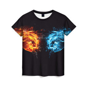 Женская футболка 3D с принтом Кулаки в Курске, 100% полиэфир ( синтетическое хлопкоподобное полотно) | прямой крой, круглый вырез горловины, длина до линии бедер | вода | кулаки | огонь | руки