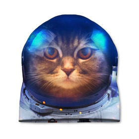 Шапка 3D с принтом Кот космонавт в Курске, 100% полиэстер | универсальный размер, печать по всей поверхности изделия | кот | кошка | скафандр