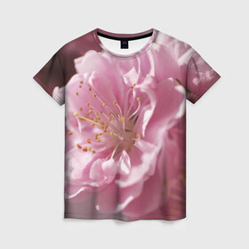 Женская футболка 3D с принтом Розовые цветы в Курске, 100% полиэфир ( синтетическое хлопкоподобное полотно) | прямой крой, круглый вырез горловины, длина до линии бедер | девушкам | розы | цветочки | цветы