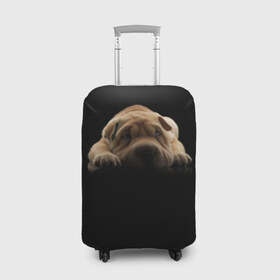 Чехол для чемодана 3D с принтом Щенок Sharpey в Курске, 86% полиэфир, 14% спандекс | двустороннее нанесение принта, прорези для ручек и колес | кутёнок | прикольные картинки | собака | шарпей | щенок