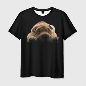 Мужская футболка 3D с принтом Щенок Sharpey в Курске, 100% полиэфир | прямой крой, круглый вырез горловины, длина до линии бедер | кутёнок | прикольные картинки | собака | шарпей | щенок