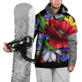 Накидка на куртку 3D с принтом Композиция цветов в Курске, 100% полиэстер |  | композиция | мак | ромашки | цветы
