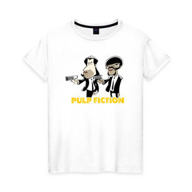 Женская футболка хлопок с принтом Pulp Fiction в Курске, 100% хлопок | прямой крой, круглый вырез горловины, длина до линии бедер, слегка спущенное плечо | pulp fiction | кино | о.м.с.к. | тарантино
