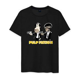 Мужская футболка хлопок с принтом Pulp Fiction в Курске, 100% хлопок | прямой крой, круглый вырез горловины, длина до линии бедер, слегка спущенное плечо. | pulp fiction | кино | о.м.с.к. | тарантино