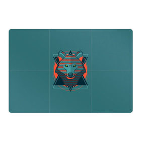 Магнитный плакат 3Х2 с принтом Волк в Курске, Полимерный материал с магнитным слоем | 6 деталей размером 9*9 см | арт | волк | глаза | искусство | красный | синий | стилизация | треугольники | цвет