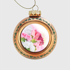 Стеклянный ёлочный шар с принтом Белые и розовые цветы в Курске, Стекло | Диаметр: 80 мм | лепестки | прикольные картинки | цветочки | цветы