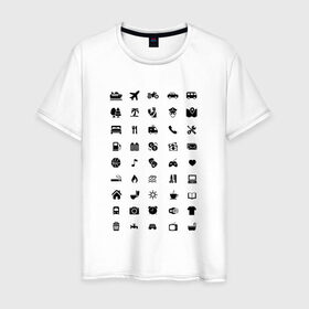 Мужская футболка хлопок с принтом В путешествие в Курске, 100% хлопок | прямой крой, круглый вырез горловины, длина до линии бедер, слегка спущенное плечо. | icon | travel | значки | иконки | путешествие | транспорт