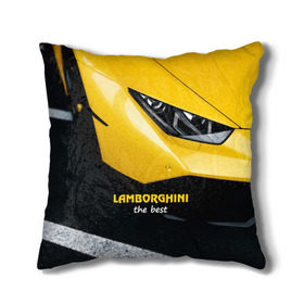 Подушка 3D с принтом Lamborghini the best в Курске, наволочка – 100% полиэстер, наполнитель – холлофайбер (легкий наполнитель, не вызывает аллергию). | состоит из подушки и наволочки. Наволочка на молнии, легко снимается для стирки | авто | автомобиль | ламборгини