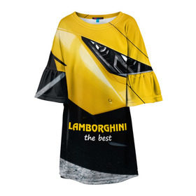 Детское платье 3D с принтом Lamborghini the best в Курске, 100% полиэстер | прямой силуэт, чуть расширенный к низу. Круглая горловина, на рукавах — воланы | авто | автомобиль | ламборгини