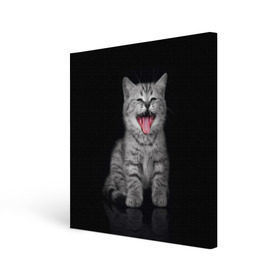Холст квадратный с принтом Весёлый котик в Курске, 100% ПВХ |  | кот | кошка | прикол