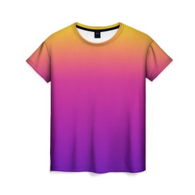 Женская футболка 3D с принтом Чёткий градиент в Курске, 100% полиэфир ( синтетическое хлопкоподобное полотно) | прямой крой, круглый вырез горловины, длина до линии бедер | cs:go | градиент | диджей | желтый | музыка | розовый | синий | фиолетовый | чёткий