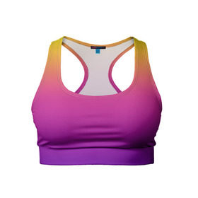 Женский спортивный топ 3D с принтом Чёткий градиент в Курске, 82% полиэстер, 18% спандекс Ткань безопасна для здоровья, позволяет коже дышать, не мнется и не растягивается |  | cs:go | градиент | диджей | желтый | музыка | розовый | синий | фиолетовый | чёткий