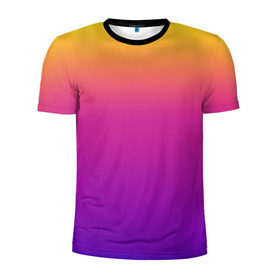 Мужская футболка 3D спортивная с принтом Чёткий градиент в Курске, 100% полиэстер с улучшенными характеристиками | приталенный силуэт, круглая горловина, широкие плечи, сужается к линии бедра | cs:go | градиент | диджей | желтый | музыка | розовый | синий | фиолетовый | чёткий