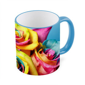 Кружка 3D с принтом Цветные розы в Курске, керамика | ёмкость 330 мл | девушкам | розы | цветные | цветы