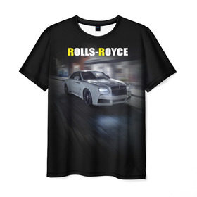 Мужская футболка 3D с принтом Rolls-Royce в Курске, 100% полиэфир | прямой крой, круглый вырез горловины, длина до линии бедер | rolls royce | авто | автомобиль | роллс ройс