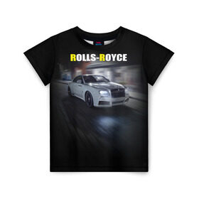 Детская футболка 3D с принтом Rolls-Royce в Курске, 100% гипоаллергенный полиэфир | прямой крой, круглый вырез горловины, длина до линии бедер, чуть спущенное плечо, ткань немного тянется | rolls royce | авто | автомобиль | роллс ройс