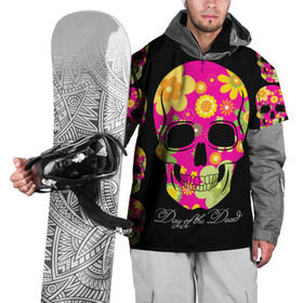 Накидка на куртку 3D с принтом Мексиканский череп в Курске, 100% полиэстер |  | день мертвыхэ | мексика | разноцветный | традция | узоры | цветы | яркий