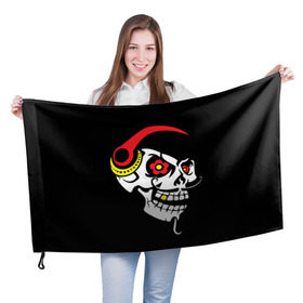 Флаг 3D с принтом Мексиканский череп в Курске, 100% полиэстер | плотность ткани — 95 г/м2, размер — 67 х 109 см. Принт наносится с одной стороны | 