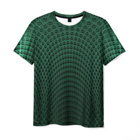 Мужская футболка 3D с принтом Парящие кружки в Курске, 100% полиэфир | прямой крой, круглый вырез горловины, длина до линии бедер | абстракция | зеленый | круги | объем | стиль | тень