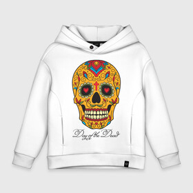 Детское худи Oversize хлопок с принтом Мексиканский череп в Курске, френч-терри — 70% хлопок, 30% полиэстер. Мягкий теплый начес внутри —100% хлопок | боковые карманы, эластичные манжеты и нижняя кромка, капюшон на магнитной кнопке | color | day of the dead | dead | death | halloween | holiday | mexican skull | mexico | ornament | pattern | день мертвых | мексика | мексиканский череп | мертвецов | орнамент | праздник | узоры | хэллоуин | цветы