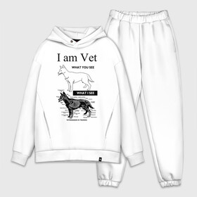 Мужской костюм хлопок OVERSIZE с принтом I Am Vet в Курске,  |  | Тематика изображения на принте: ветеринар | ветеринарный врач | кошки | скелет | собаки