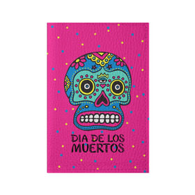 Обложка для паспорта матовая кожа с принтом Мексиканский череп в Курске, натуральная матовая кожа | размер 19,3 х 13,7 см; прозрачные пластиковые крепления | Тематика изображения на принте: день мертвыхб сахарный череп | мексика | традиция | узоры | цветы