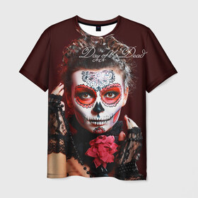 Мужская футболка 3D с принтом День мертвецов в Курске, 100% полиэфир | прямой крой, круглый вырез горловины, длина до линии бедер | Тематика изображения на принте: 