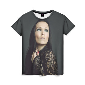 Женская футболка 3D с принтом Tarja Turunen в Курске, 100% полиэфир ( синтетическое хлопкоподобное полотно) | прямой крой, круглый вырез горловины, длина до линии бедер | 