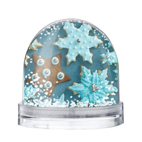Водяной шар с принтом Новогоднее печенье в Курске, Пластик | Изображение внутри шара печатается на глянцевой фотобумаге с двух сторон | зима | новый год | печенье | сладости | снег
