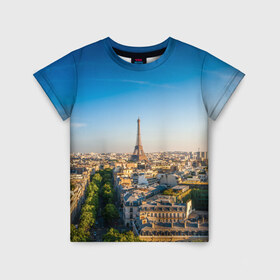 Детская футболка 3D с принтом Paris в Курске, 100% гипоаллергенный полиэфир | прямой крой, круглый вырез горловины, длина до линии бедер, чуть спущенное плечо, ткань немного тянется | 