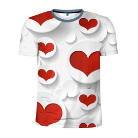 Мужская футболка 3D спортивная с принтом Сердца 2 в Курске, 100% полиэстер с улучшенными характеристиками | приталенный силуэт, круглая горловина, широкие плечи, сужается к линии бедра | Тематика изображения на принте: 