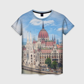 Женская футболка 3D с принтом Будапешт в Курске, 100% полиэфир ( синтетическое хлопкоподобное полотно) | прямой крой, круглый вырез горловины, длина до линии бедер | Тематика изображения на принте: 