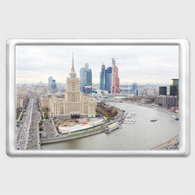 Магнит 45*70 с принтом Москва-Сити в Курске, Пластик | Размер: 78*52 мм; Размер печати: 70*45 | Тематика изображения на принте: 