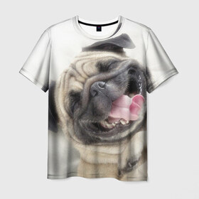 Мужская футболка 3D с принтом Смешная собачка в Курске, 100% полиэфир | прямой крой, круглый вырез горловины, длина до линии бедер | прикол | смешная | смешно | собака | язык
