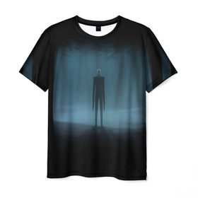 Мужская футболка 3D с принтом Слендермен Slender man в Курске, 100% полиэфир | прямой крой, круглый вырез горловины, длина до линии бедер | Тематика изображения на принте: man | slender | slender man | крипота | слендер | тонкий | тонкий человек | человек