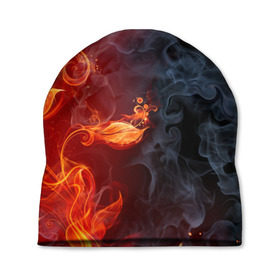 Шапка 3D с принтом Стихия огня в Курске, 100% полиэстер | универсальный размер, печать по всей поверхности изделия | Тематика изображения на принте: дым | пламя | страсть